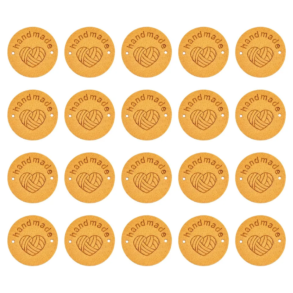 Sourcing Map étiquette cuir 25mm jaune 30 pcs fait main à coudre