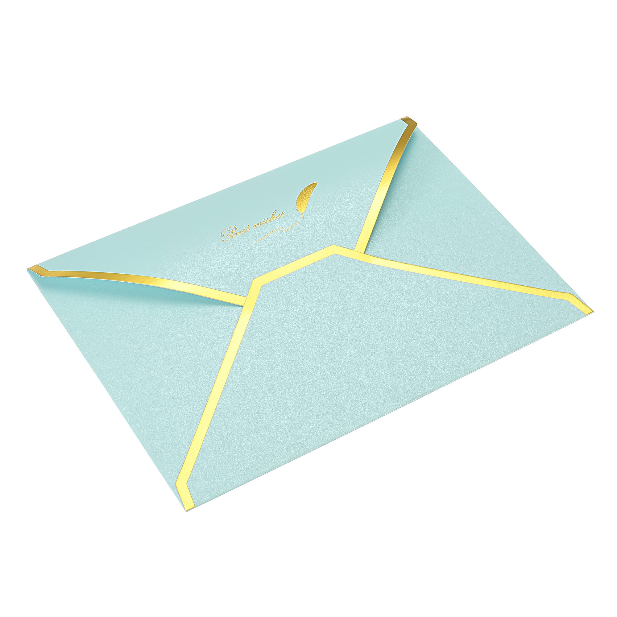 Sourcing Map Enveloppe B6 Rabat V 10 pcs Bleu Ciel Doré