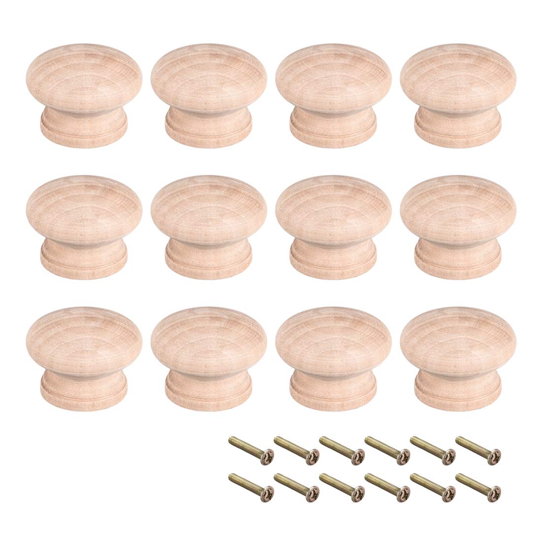 sourcingmap Home Bouton Bois 45mm M4 10pcs Naturel