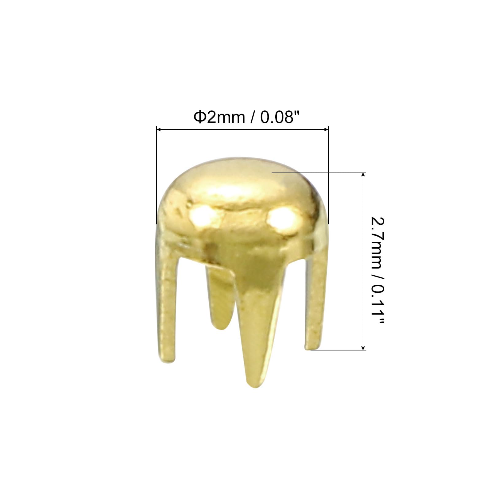 sourcing map Clous dôme doré 2mm laiton 200 pièces