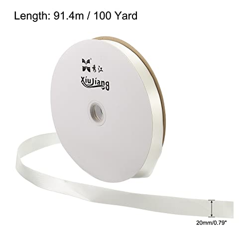 Sourcingmap Ruban Satin 20mm x 91,4m Blanc Brut Polyester