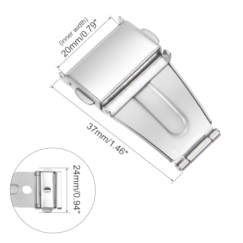 sourcing map fermoir montre déployante 20mm inox argenté