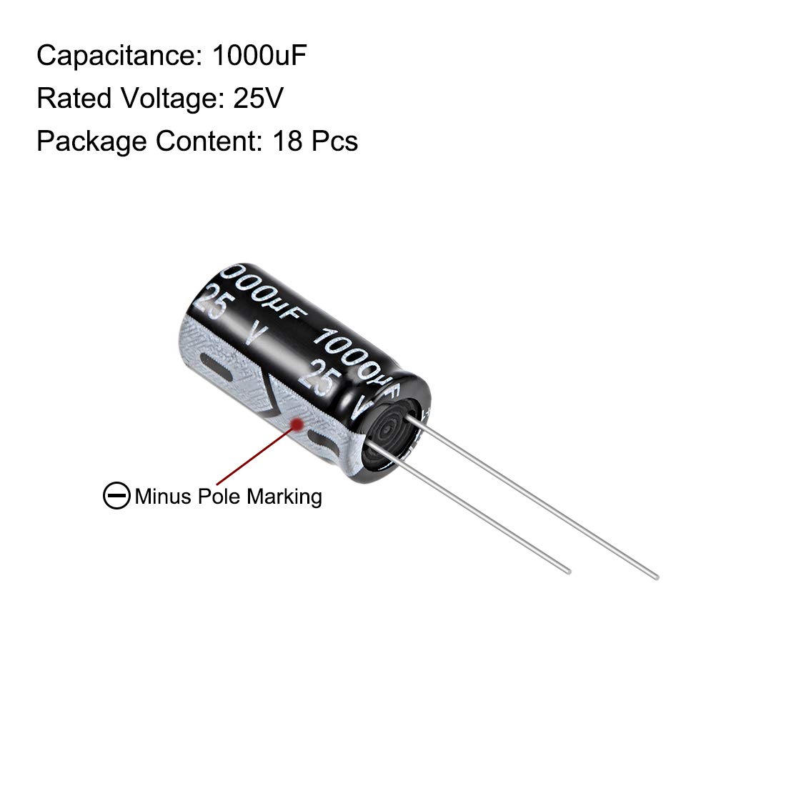 Sourcingmap 1000uF 25V condensateur électrolytique alu 18 pièces