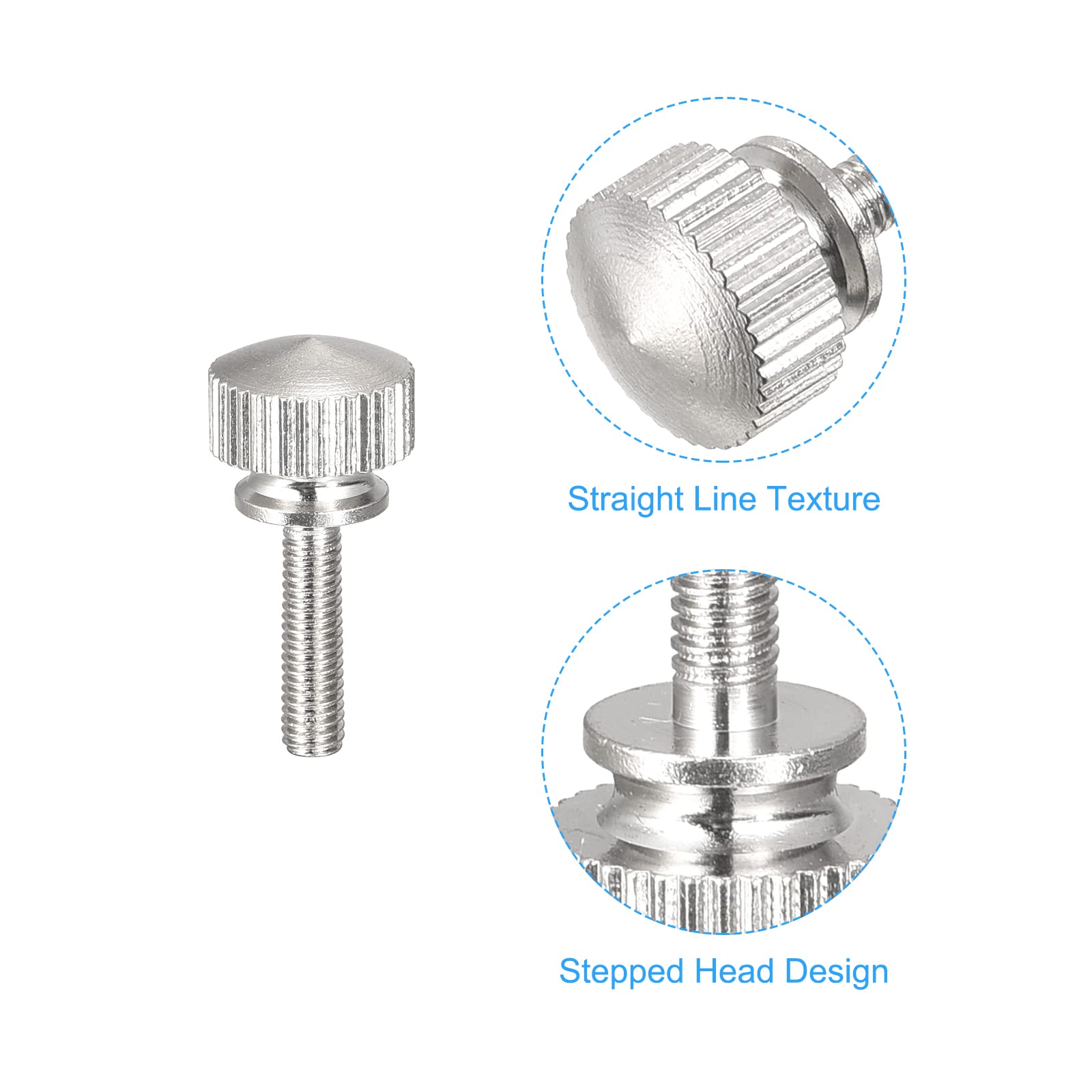 sourcingmap Vis moletée laiton M3x12 mm tête ronde lot de 4
