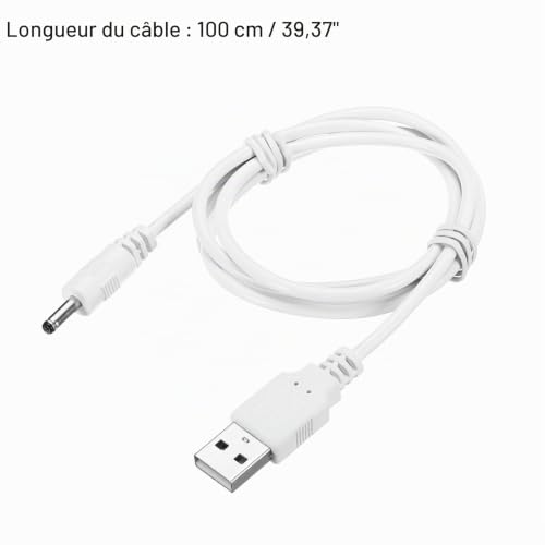 sourcing map Electronics câble USB DC 3,5x1,35mm 100cm blanc