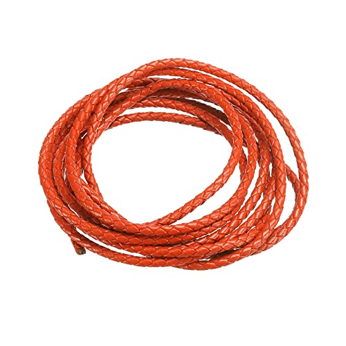 Sourcing Map Corde Cuir Tressé Orange 3mm 2m
