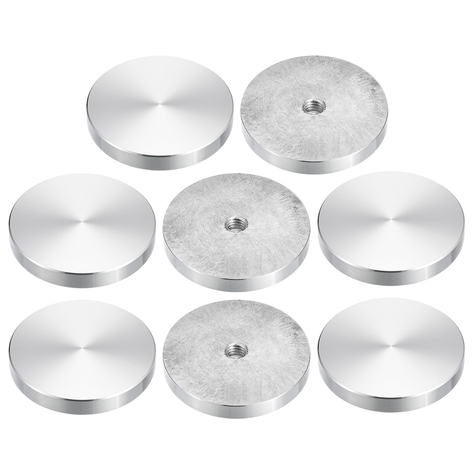 Sourcing Map Lot 8 disques aluminium argent 50mm M8