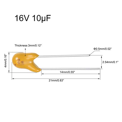 Sourcing Map 10uF 16V condensateur tantale 5 pcs radial jaune