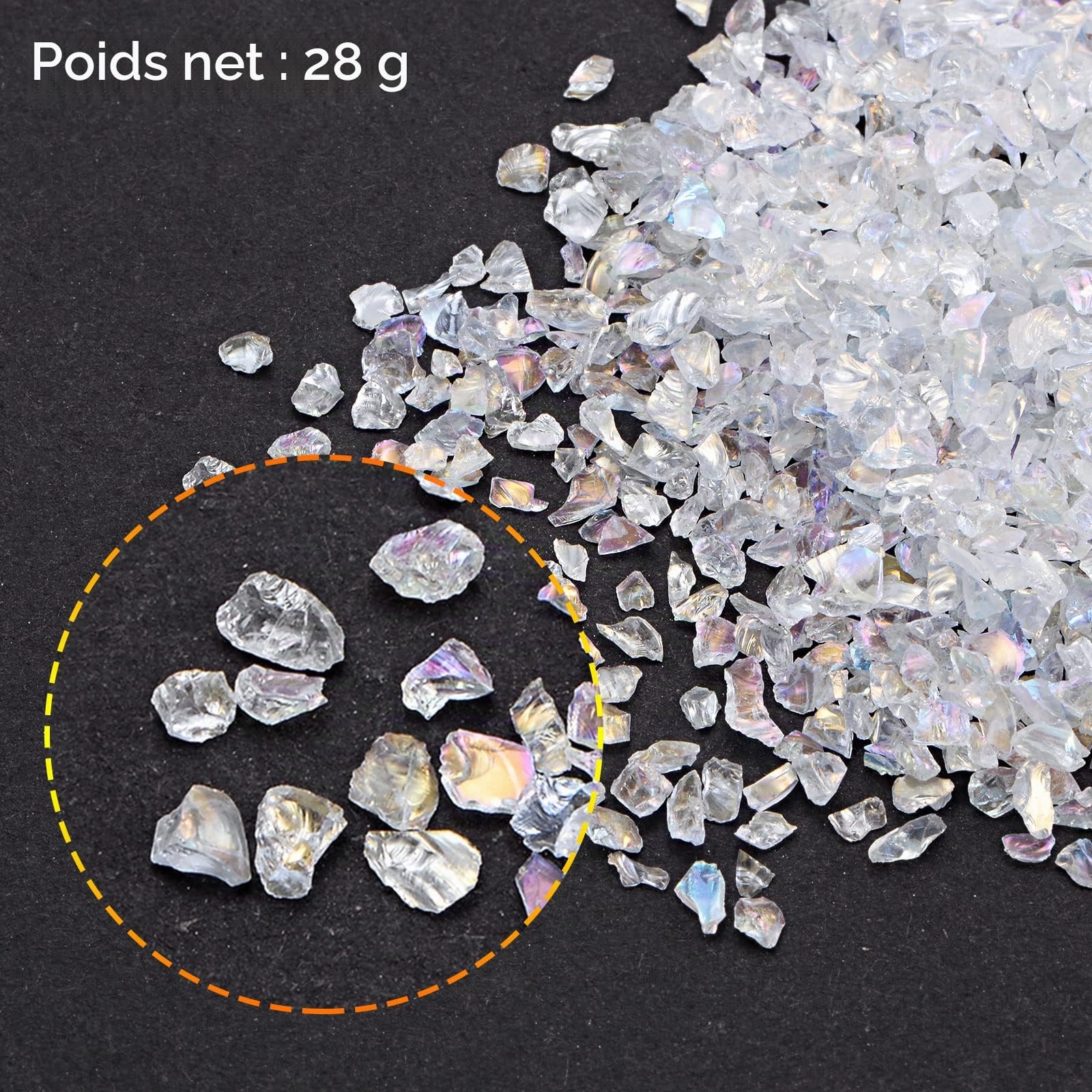 sourcing map Verre concassé déco kaki 1-4 mm 28 g