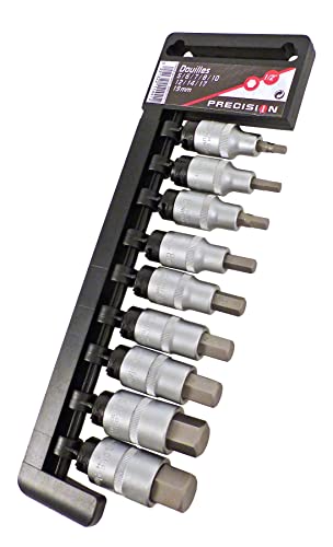 Precision Steel Outillage à main 9 douilles hexagonales 5-19mm 1/2"