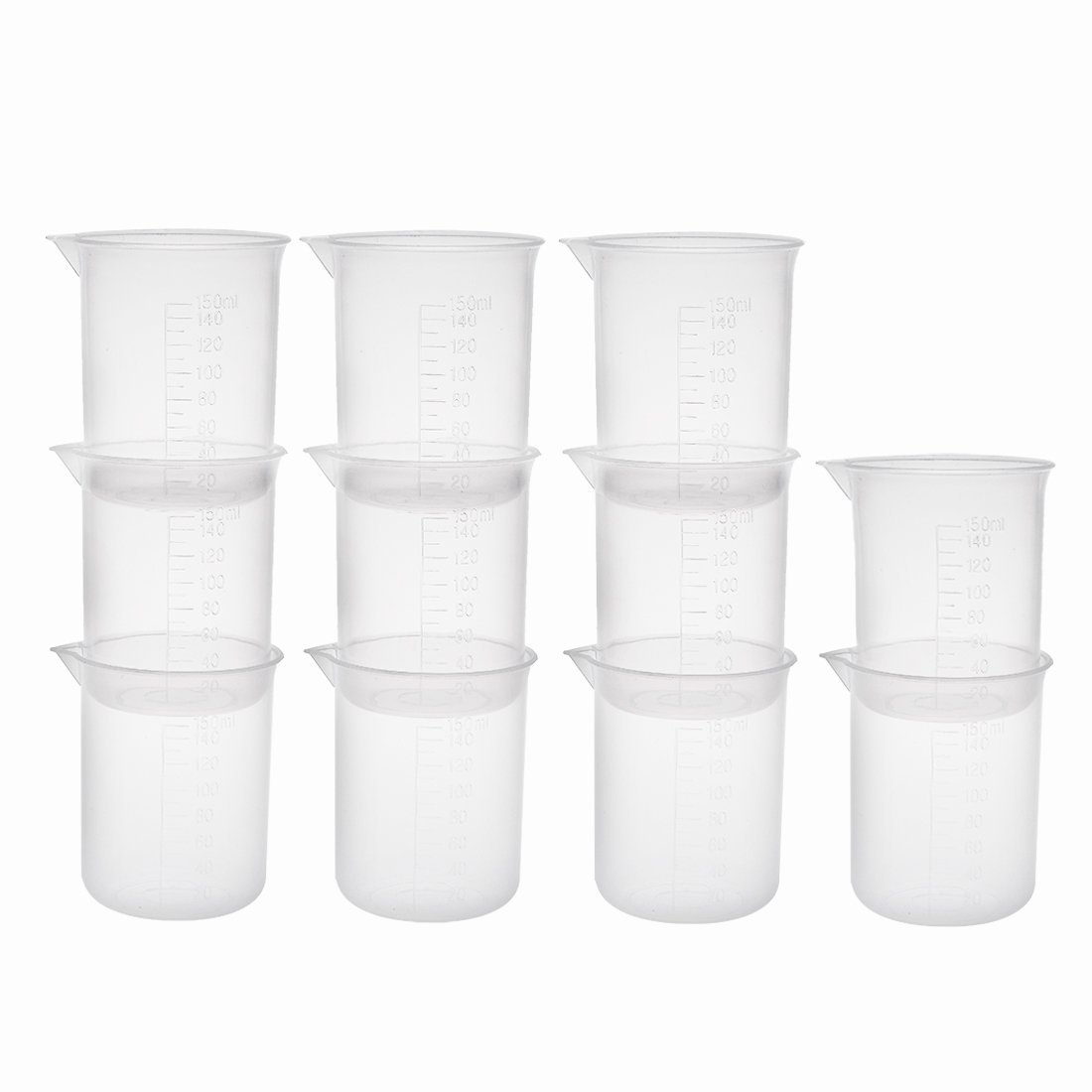 Sourcing Map Bécher gradué plastique 150ml lot 11 transparent