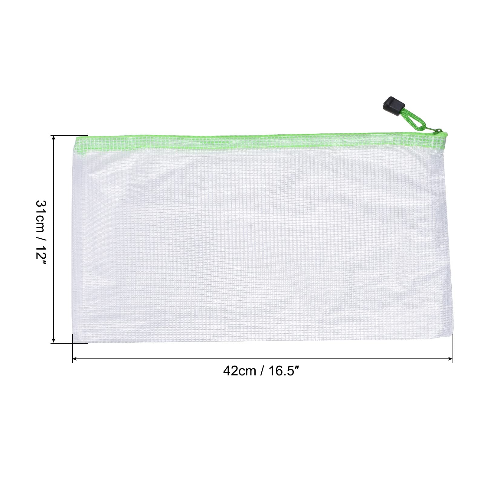Sourcing Map pochette zip A3 vert mesh lot 3 PVC