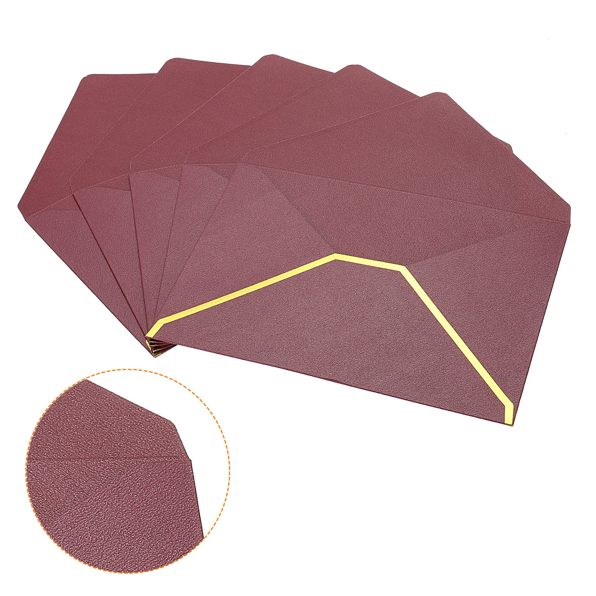 Sourcing Map Enveloppe B6 Rabat V 10 pcs Vin Rouge Doré