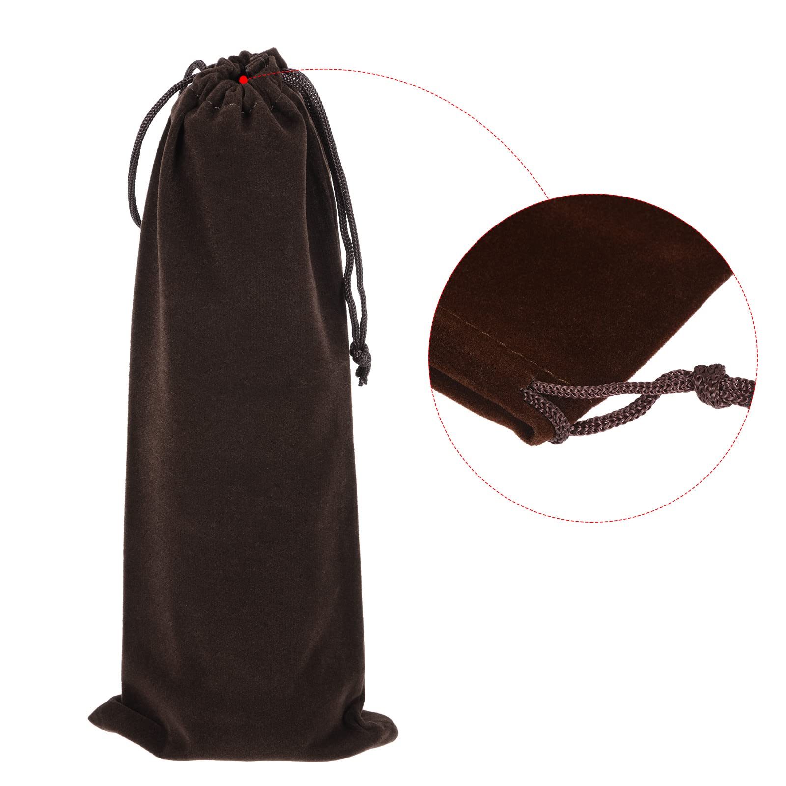 Sourcing Map Pochette Microfibre Cordon 5 pcs Marron 25x10