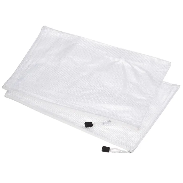 Sourcing Map pochette zip A4 blanc mesh lot 12 PVC