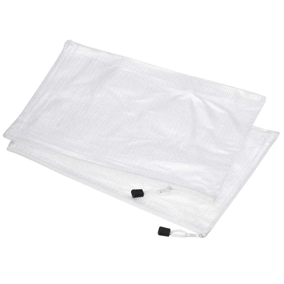 Sourcing Map pochette zip A4 blanc mesh lot 12 PVC