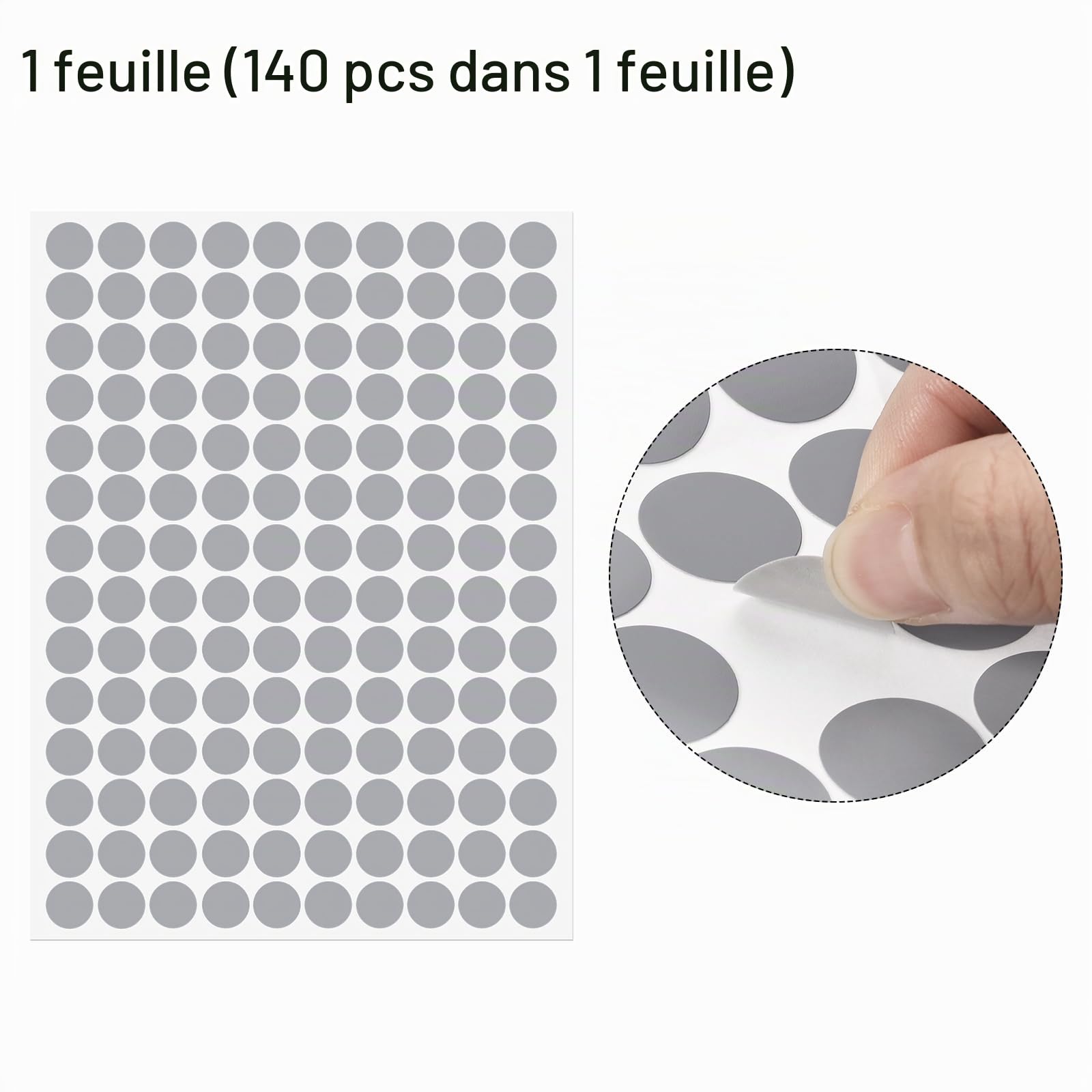 Sourcing Map Cache-vis PVC 12mm gris feuille 140 autocollants