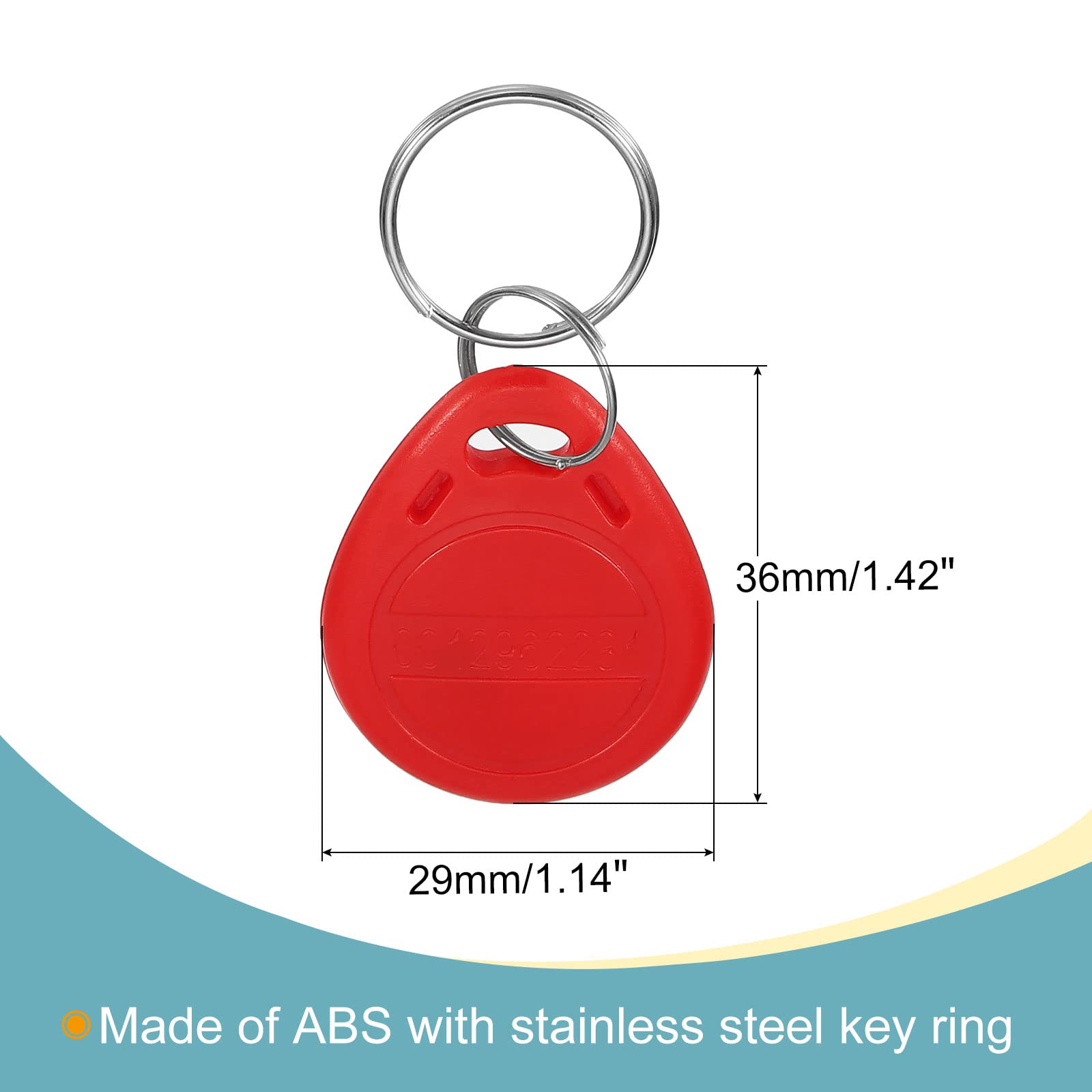 Sourcing Map Electronics Porte-clés RFID 125KHz Rouge 20 pcs