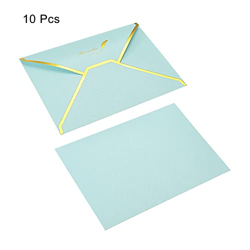 Sourcing Map Enveloppe B6 Rabat V 10 pcs Bleu Ciel Doré