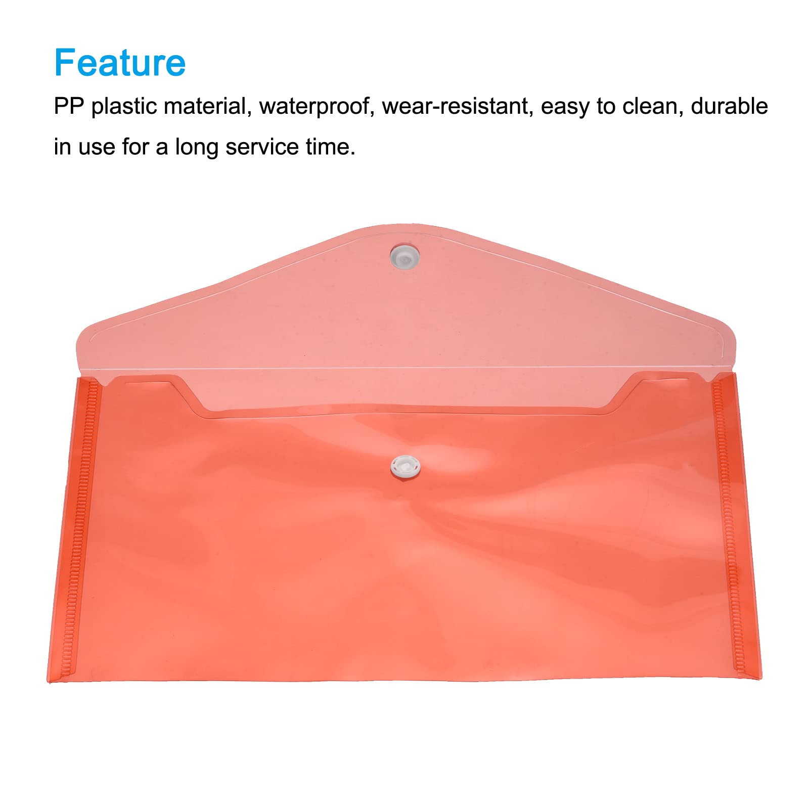 sourcing map Office pochette plastique A5 rouge bouton lot de 12