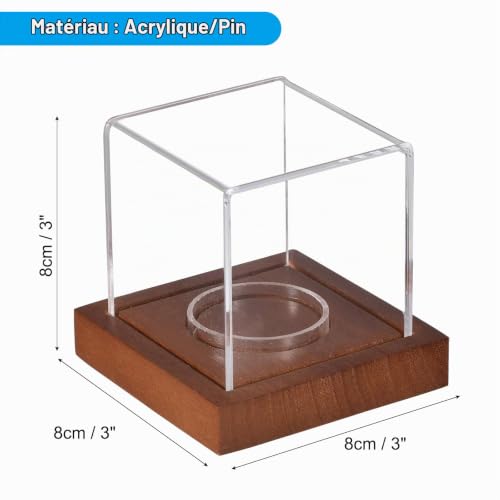 Sourcingmap Vitrine balle baseball acrylique socle bois 8 cm