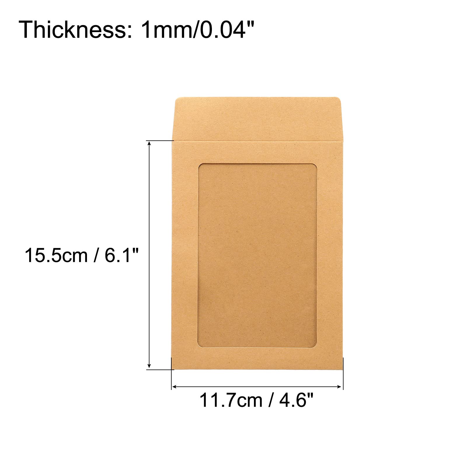 sourcingmap 6 pouces enveloppe à fenêtre marron lot 10 simple face