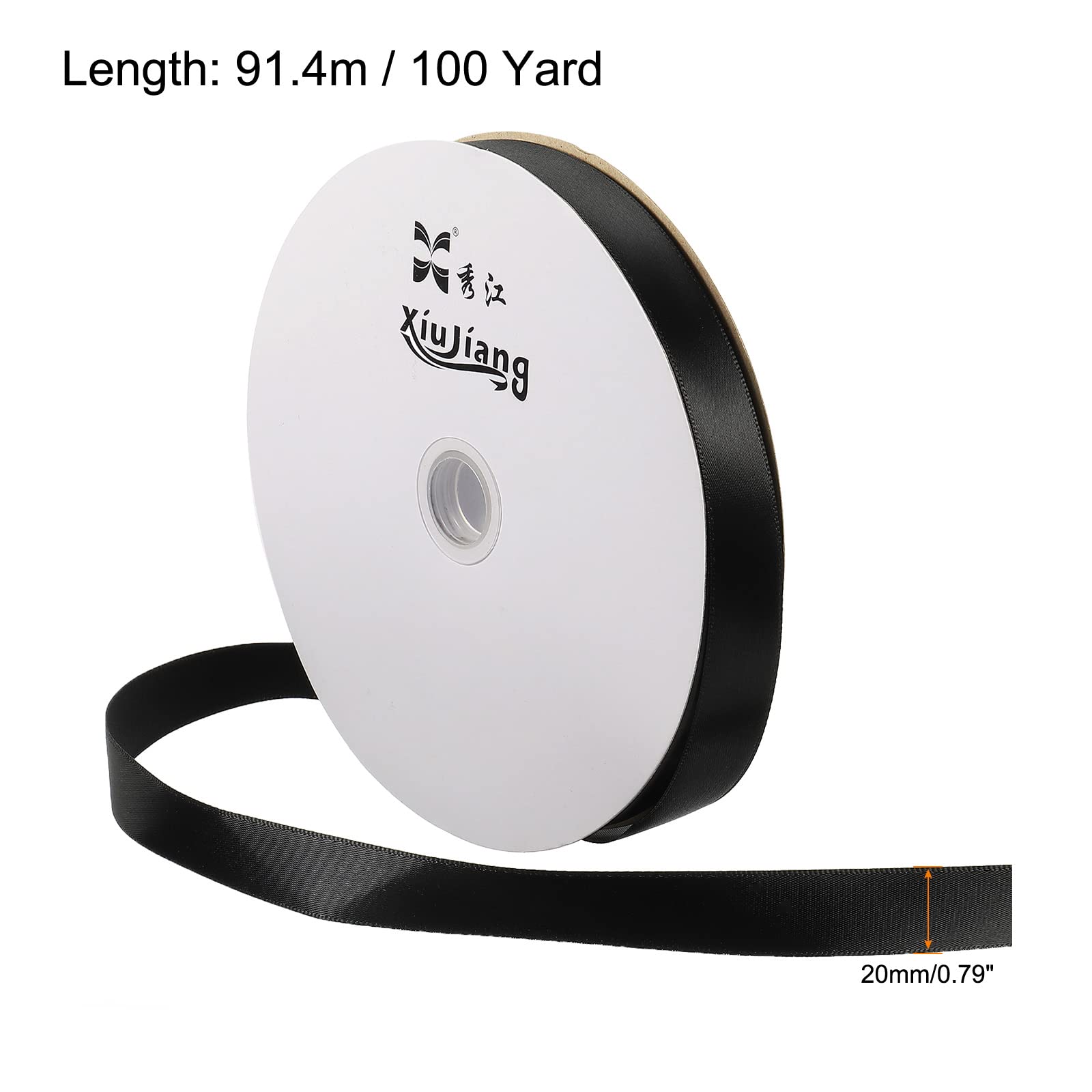 Sourcing Map Ruban Satin 20mmx91,4m Noir Fête Cadeau