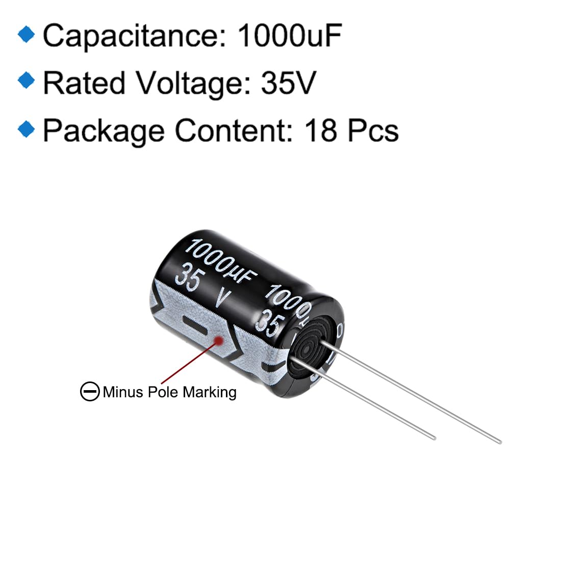 Sourcingmap 1000uF 35V condensateur électrolytique alu 18 pièces