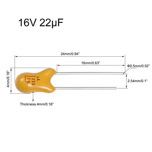 Sourcing Map 22uF 16V condensateur tantale 20 pcs radial jaune