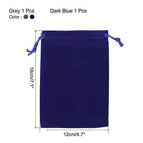 Sourcingmap 18x12cm Pochette Cordon Bleu Gris 2Pcs Flanelle