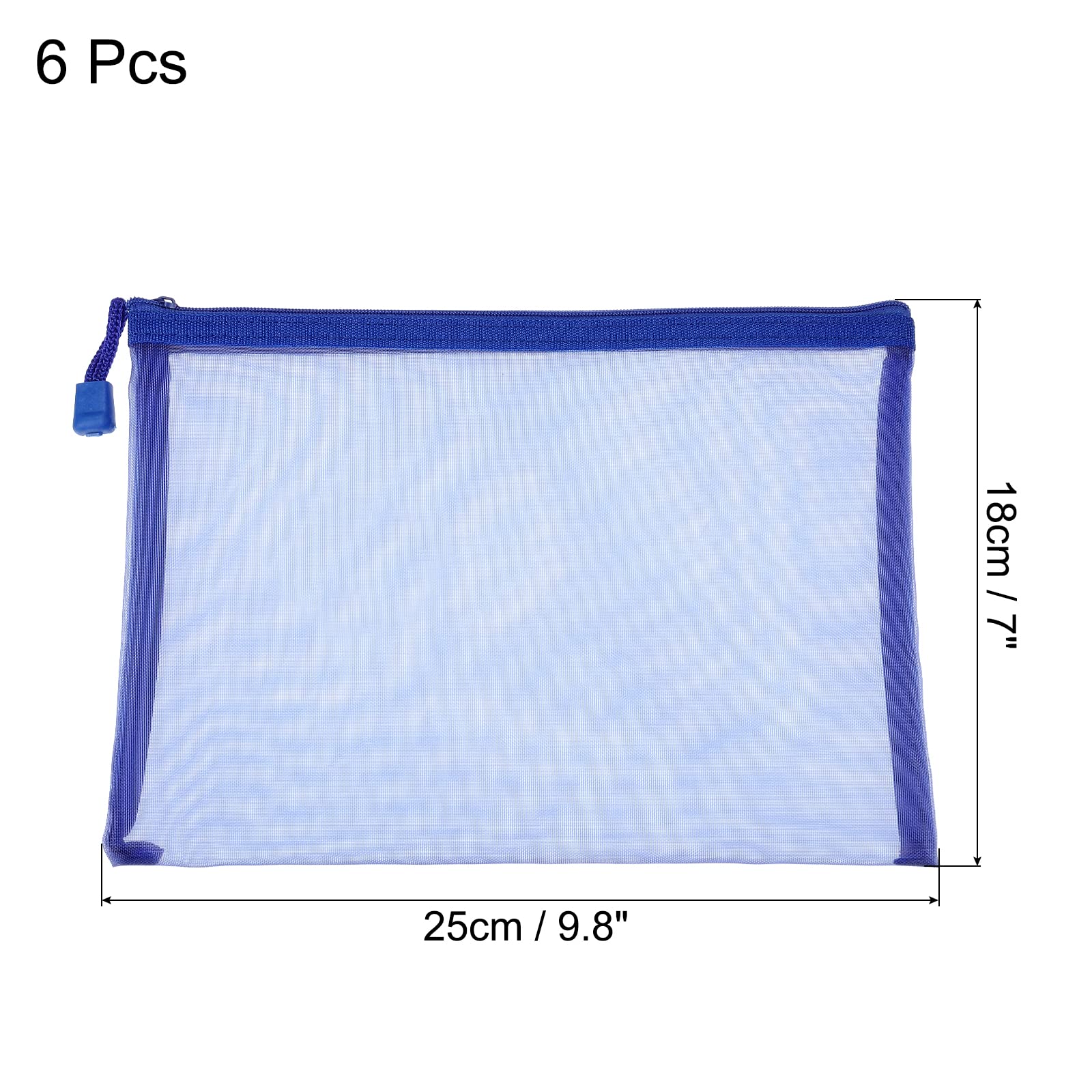 sourcing map pochette zippée A5 bleue x6 nylon