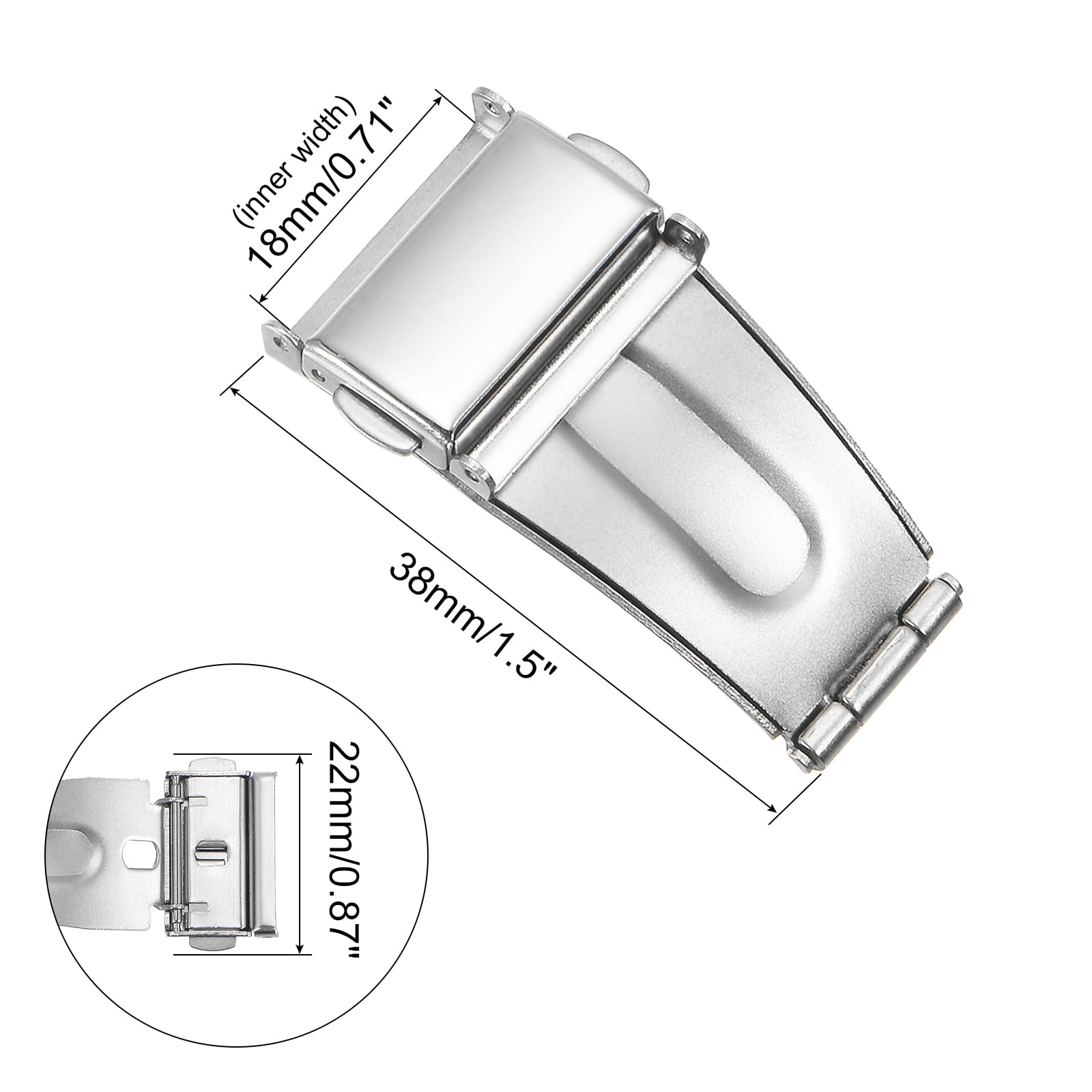 sourcing map fermoir montre déployante 18mm inox argenté