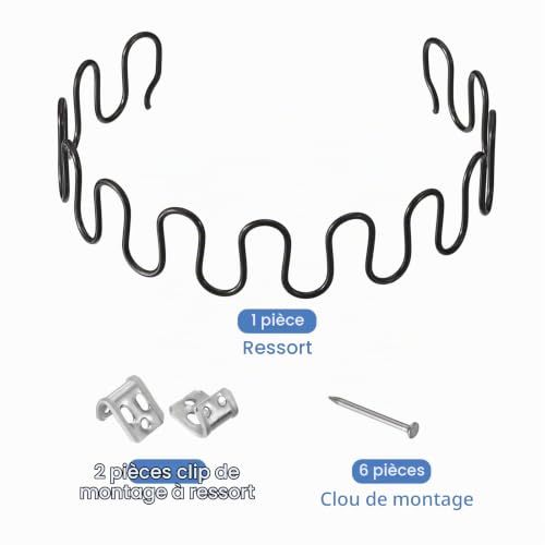 Sourcing Map ressort canapé acier 600 mm noir avec clips