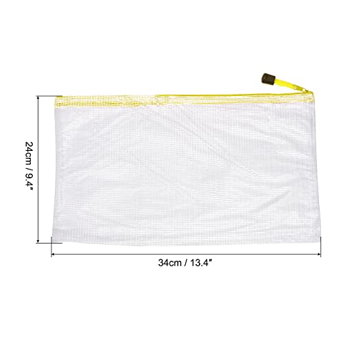sourcing map A4 pochette zip jaune lot de 12
