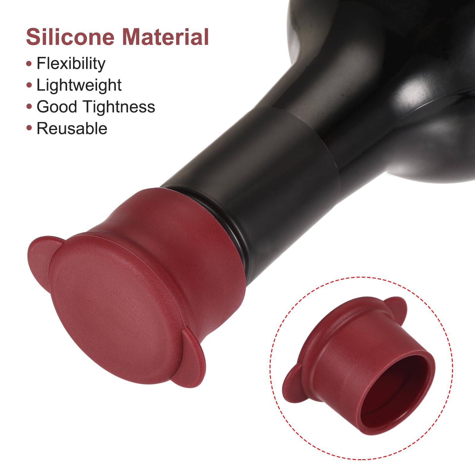 sourcing map Bouchon Bouteille Silicone Rouge 27mm 5 Pièces