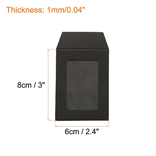 sourcing map enveloppe à fenêtre noire 8x6 cm lot de 10