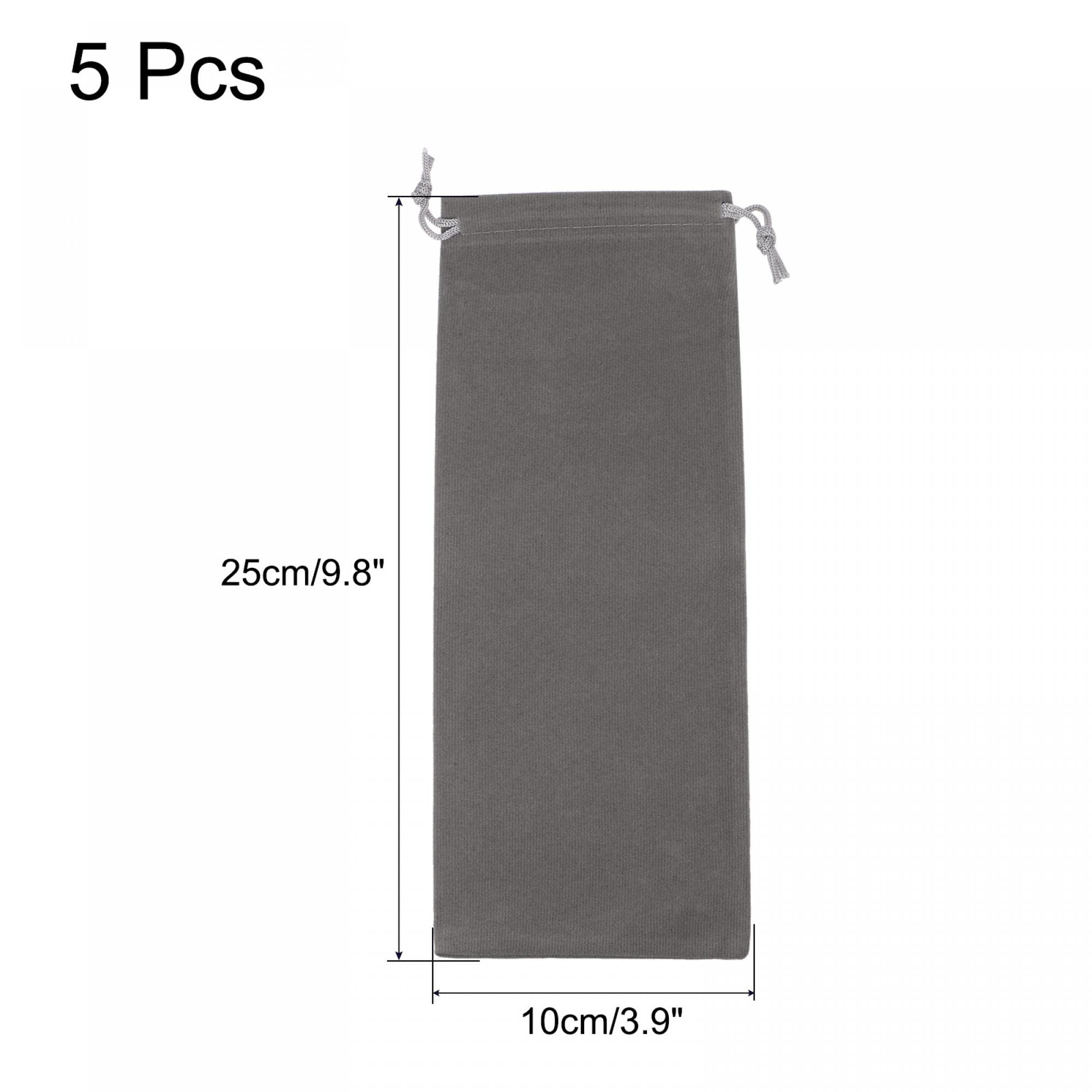 Sourcing Map Pochette Microfibre Cordon 5 pcs Gris 25x10 cm
