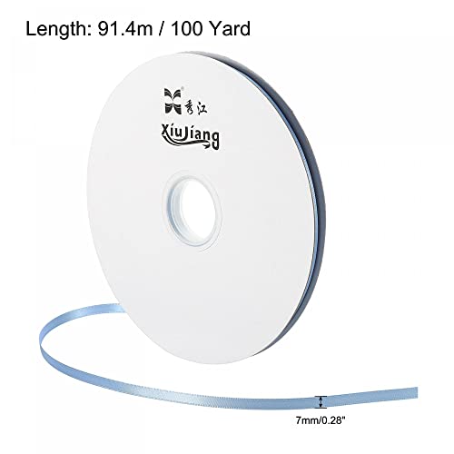 sourcing map Ruban Satin Bleu Ciel 7mm x 91,4m Double Face