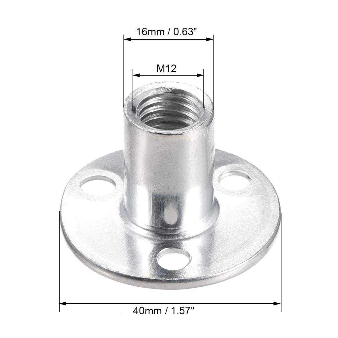 Sourcing Map Home Écrou T Bride M12x40x2.5mm 5pcs Acier
