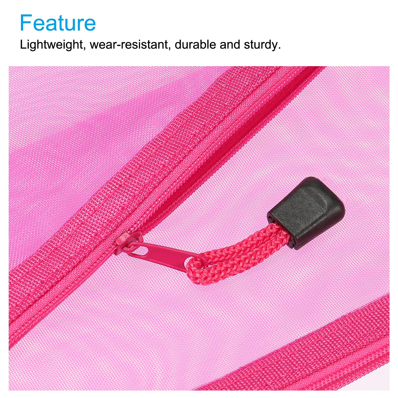 sourcing map pochette zippée A6 rose x6 nylon