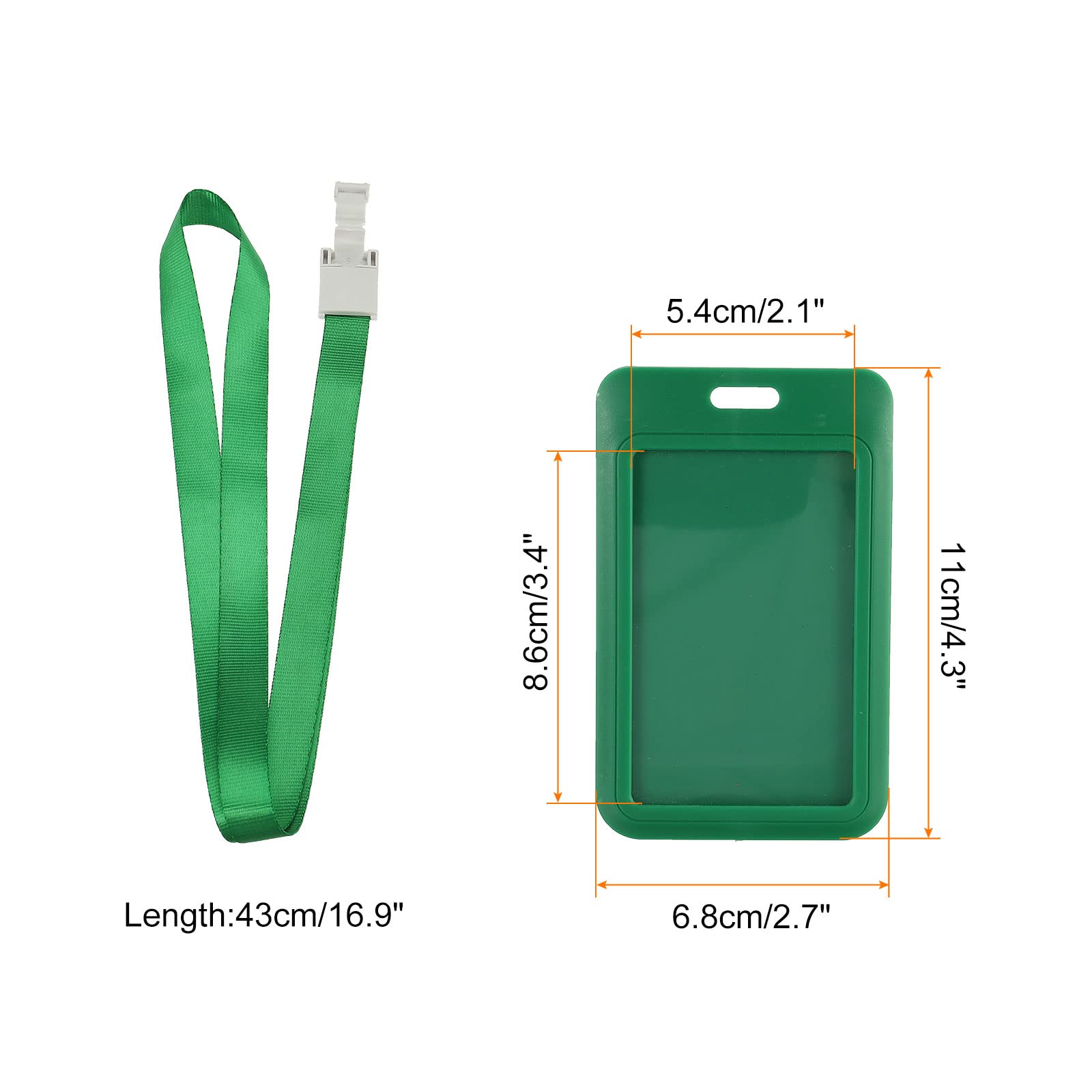 sourcing map Porte-badge ID rigide vert lot de 2 avec tour de cou