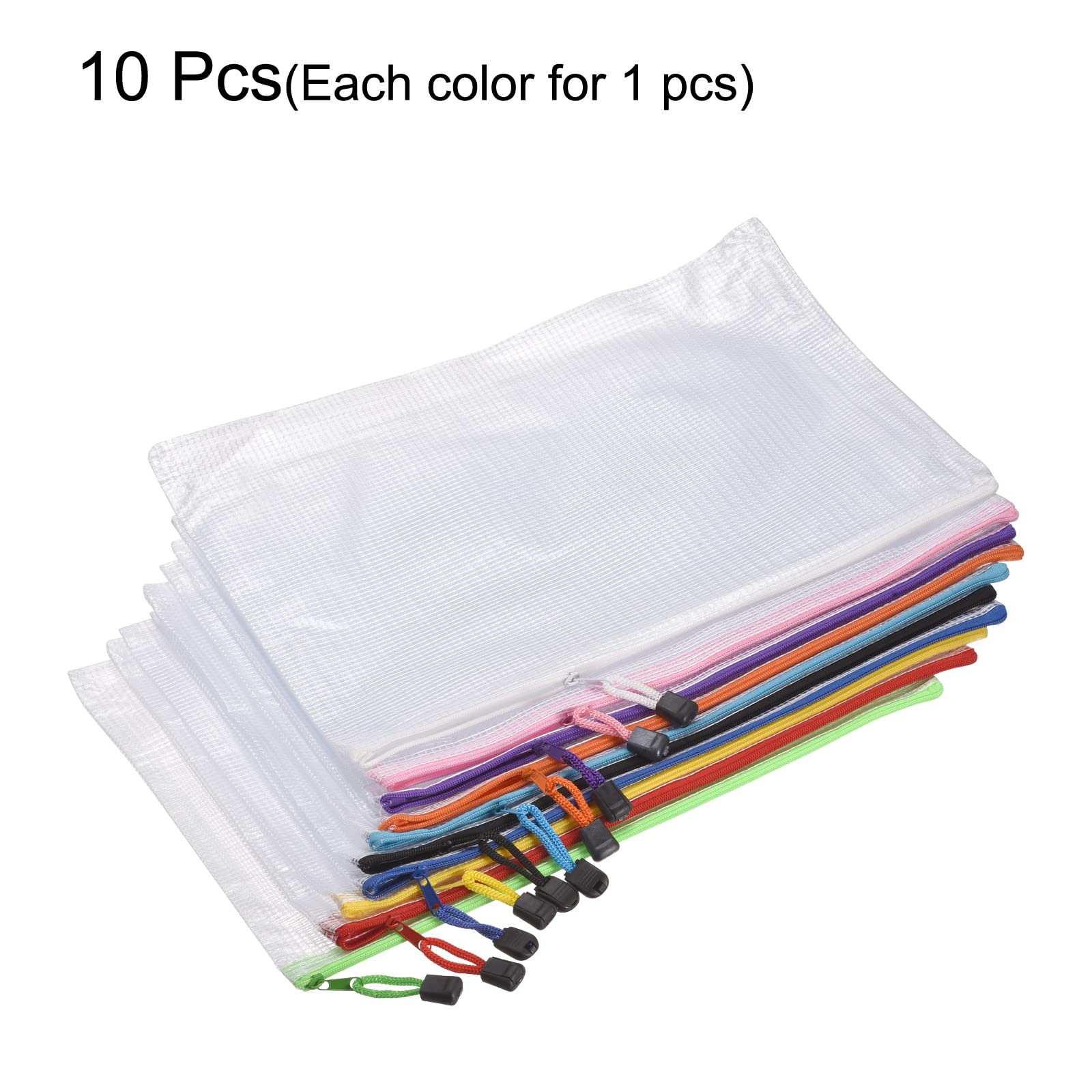 sourcing map A3 pochette zip plastique multicolore lot 10