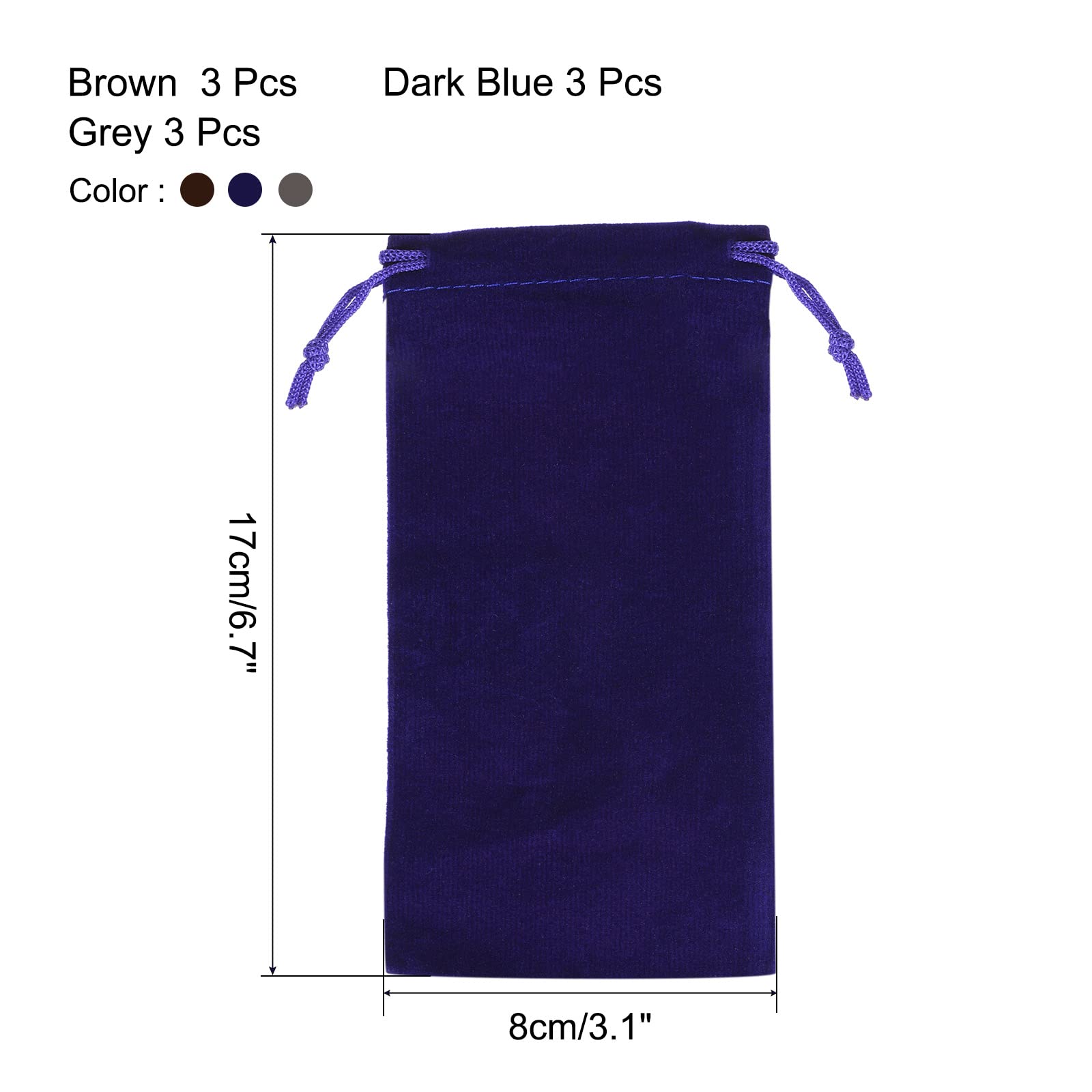 sourcing map pochette flanelle 17x8 cm multicolore lot 9 bijoux