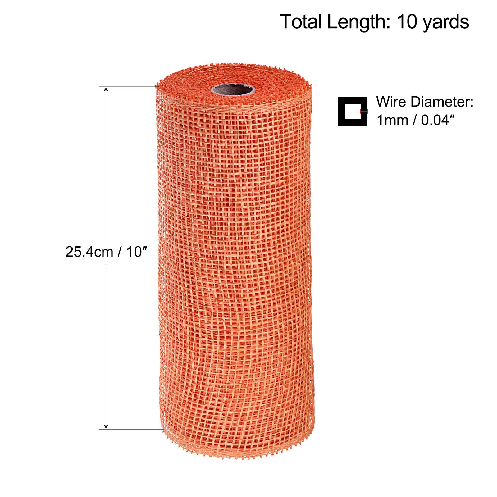 sourcing map Home & Garden maille 10 pouces x 10 yards orange 1 rouleau