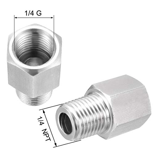 Sourcingmap Industrial Adaptateur 1/4 NPT Mâle 1/4 G Femelle Inox
