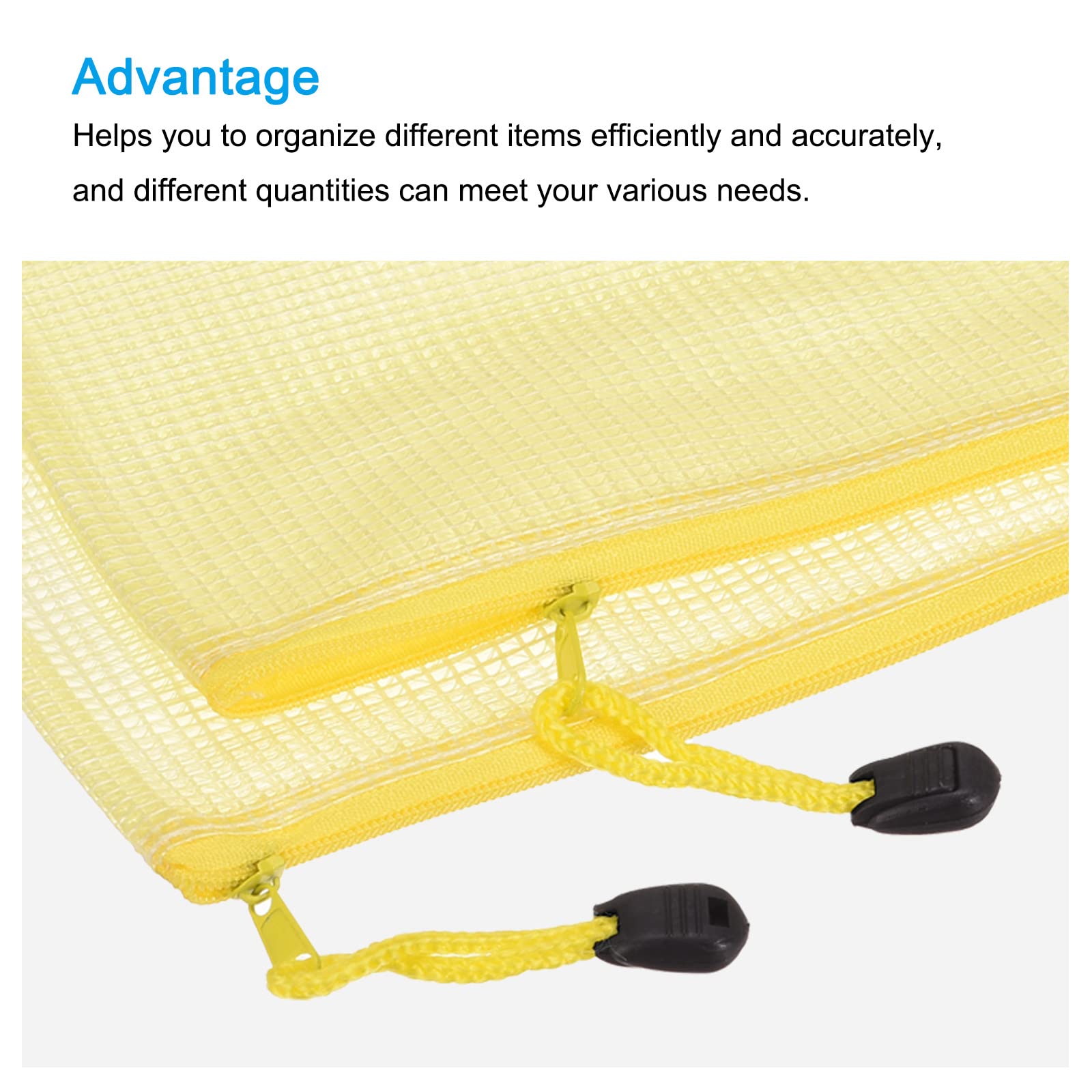 sourcing map Pochette A3 zippée jaune lot de 6 PVC