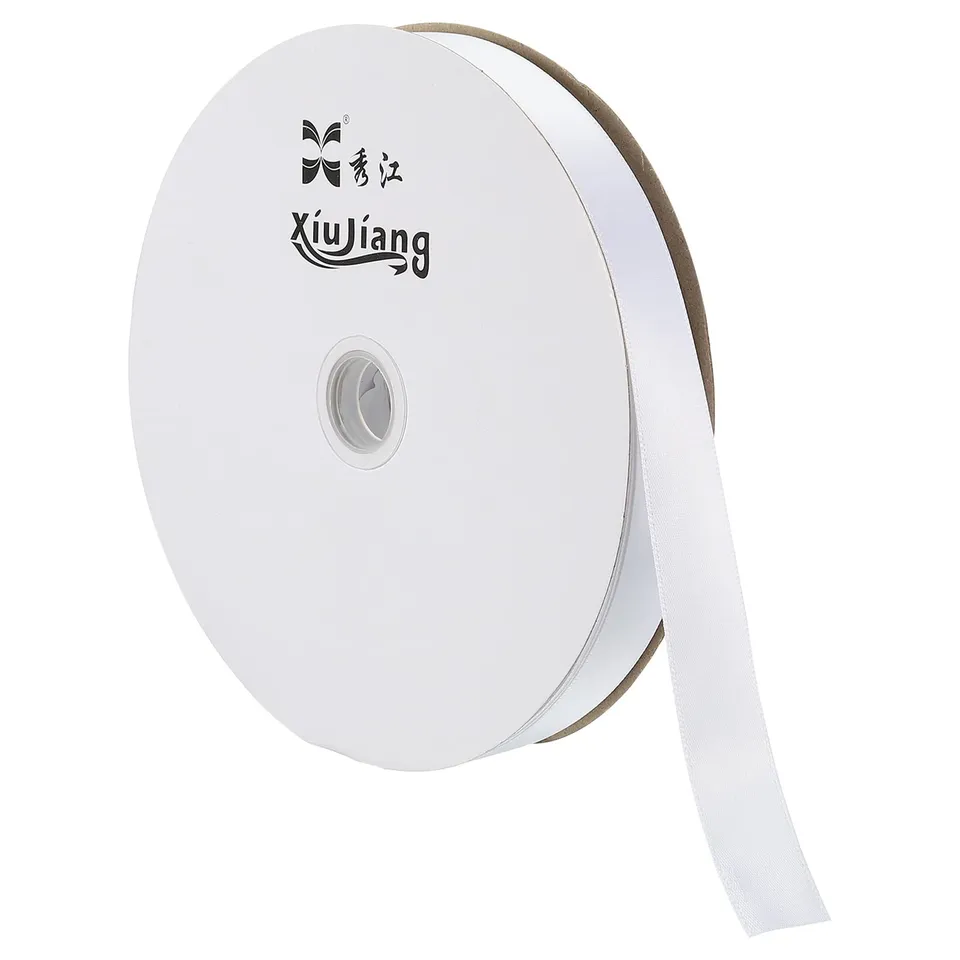 sourcing map Home & Garden ruban satin blanc 20mmx91,4m polyester