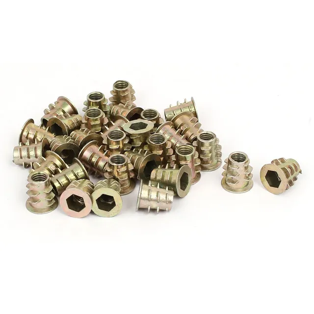 Sourcing Map 30 écrous insert bois M5x10mm bronze