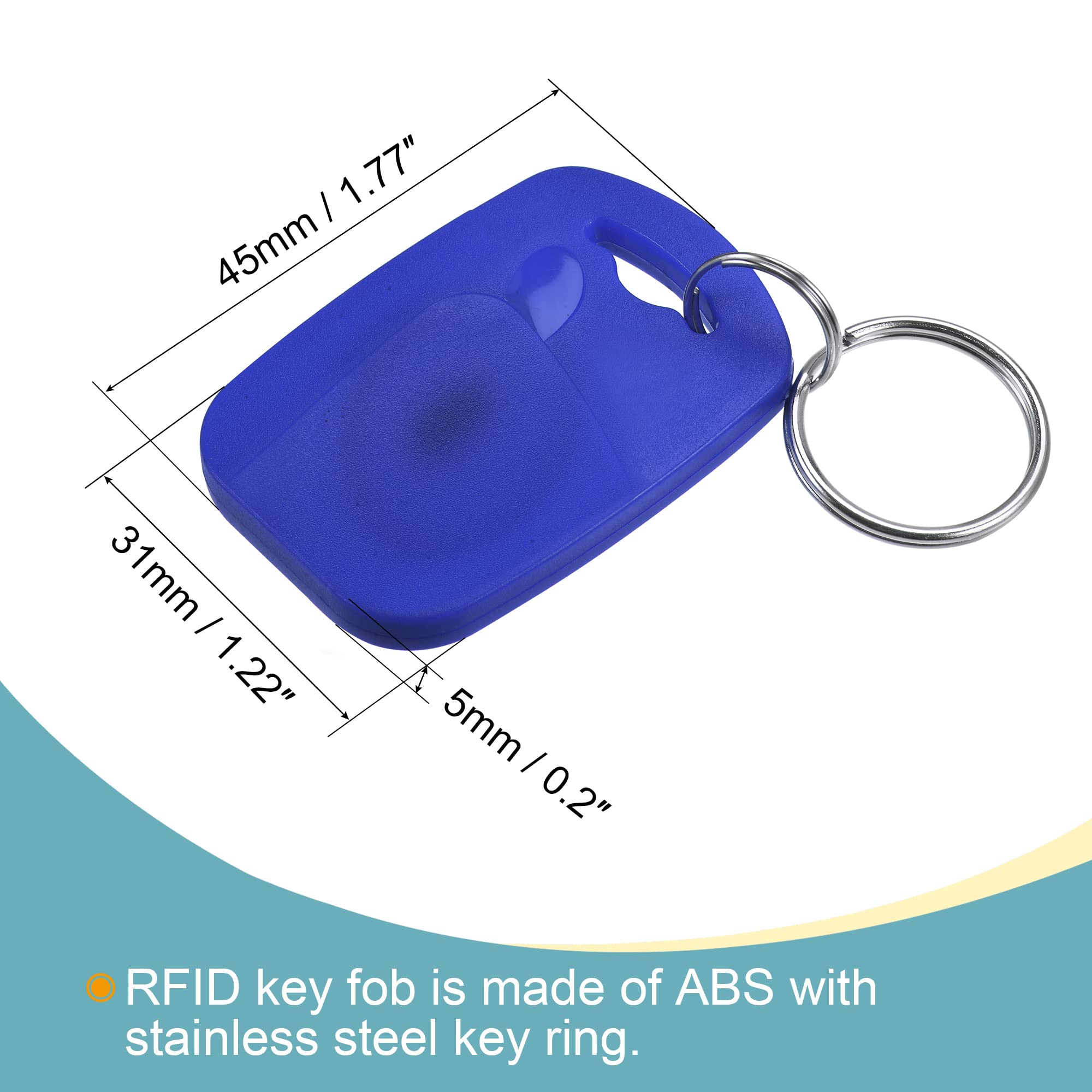 sourcing map Electronics porte-clés RFID 125KHz bleu lot 20 rectangle