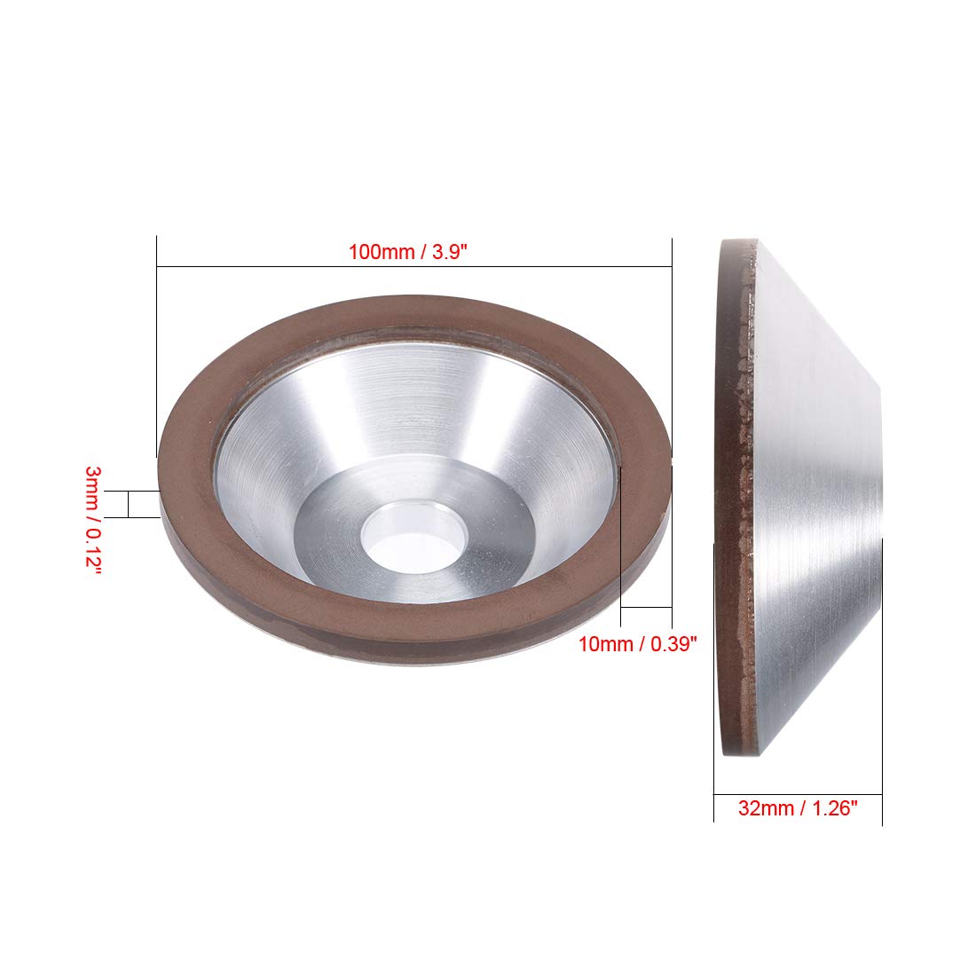 Sourcing Map Industrial meule boisseau diamant 100mm grain 1000